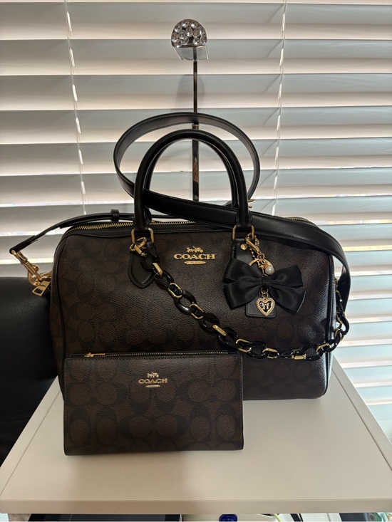 Coach Handbags - Coach Large Rowan Satchel in Walnut/Black Set